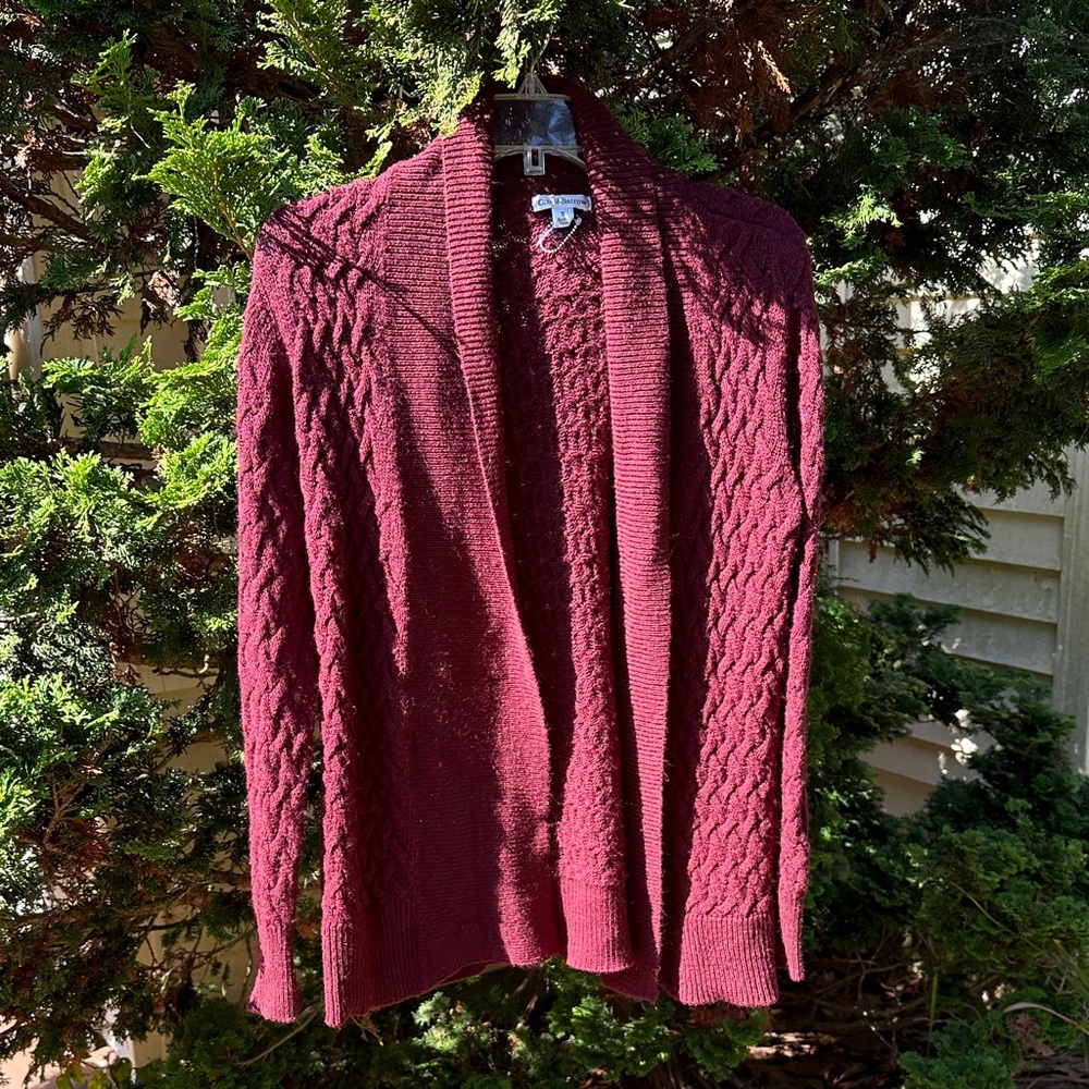 Croft & Barrow Burgundy Textured Cardigan